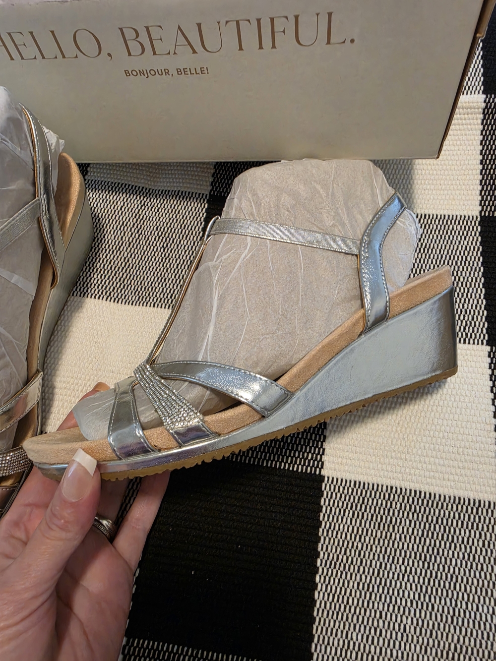 Life Stride Silver Metallic Wedge Sandals - Picture 4 of 5